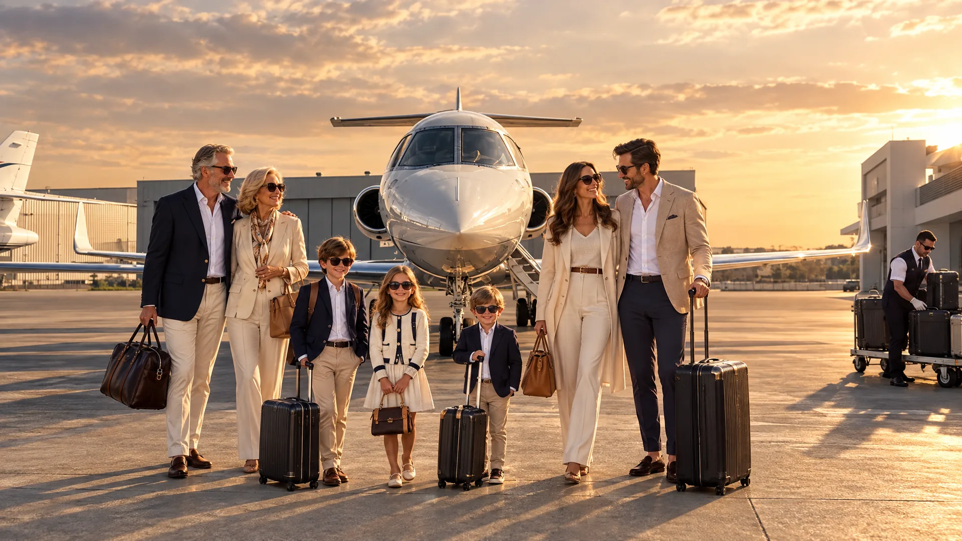 Familia junto al jet de Fly Select