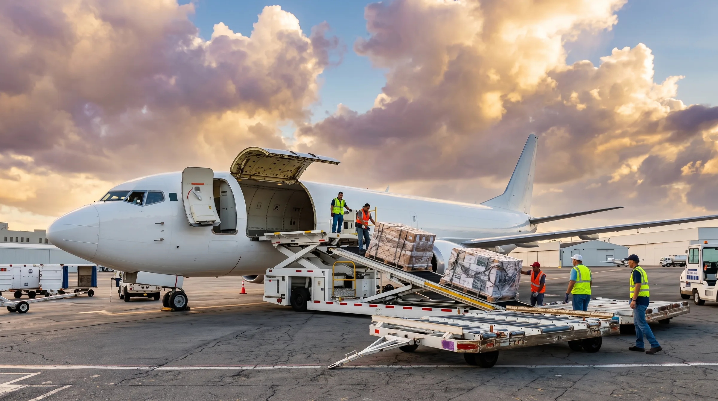 Carga de pallets en aeronave de carga de día