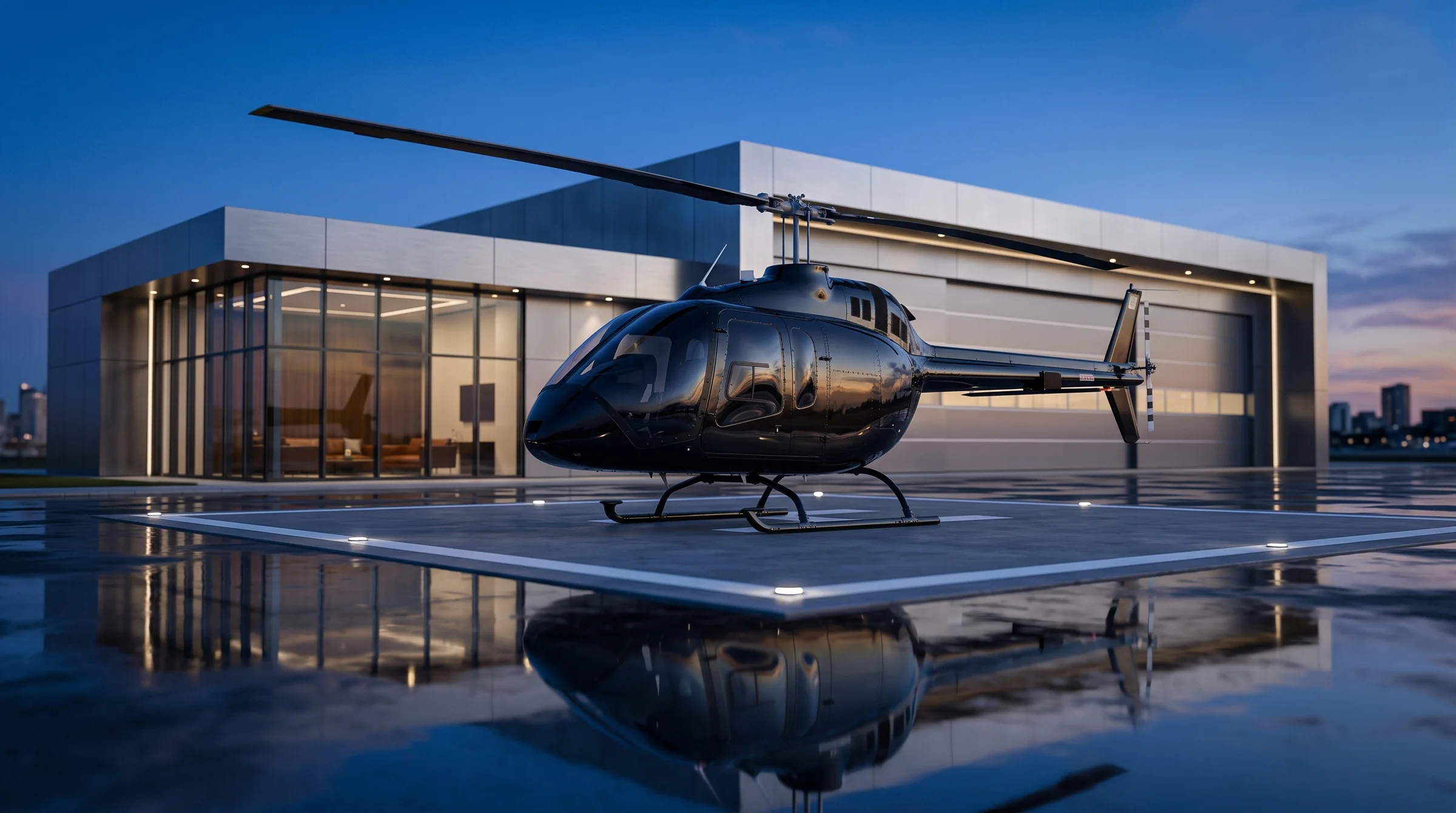 Helicóptero Bell 505 en plataforma